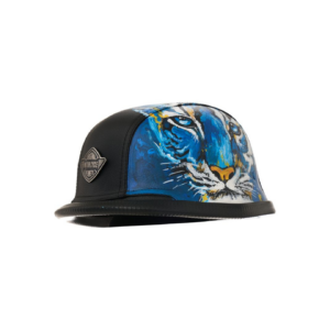 Mavi Kaplan - Deri Kaplama Yarım Kask - Vahşi Doğa Serisi